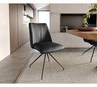 Chaise-pivotante Elso-Flex cuir de vache noir pied croisé conique noir pivotement sur 180° ressorts ensachés