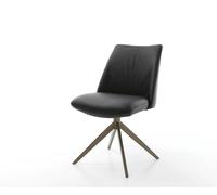 Chaise-pivotante Elso-Flex cuir de vache noir pied croisé large aspect titane pivotement sur 360° ressorts ensachés