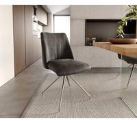 Chaise-pivotante Elso-Flex microvelours anthracite vintage pied croisé conique acier inoxydable brossé pivotement sur 180° ressorts ensachés