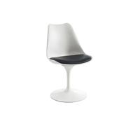 Vente-unique - Chaise pivotante en polypropyléne, Simili et Acier - Blanc et Noir - XAFY - Salle à Manger