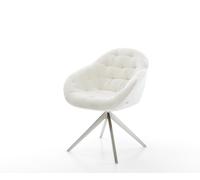 Chaise-pivotante Gaio-Flex bouclé doux beige pied croisé large acier inoxydable pivotement sur 360° fonction bascule