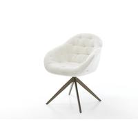 Chaise-pivotante Gaio-Flex bouclé doux beige pied croisé large aspect titane pivotement sur 360° fonction bascule