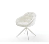 Chaise-pivotante Gaio-Flex bouclé doux beige pied croisé large blanc pivotement sur 360° fonction bascule
