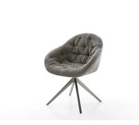 Chaise-pivotante Gaio-Flex bouclé doux couleur boue pied croisé large grafiete pivotement sur 360° fonction bascule