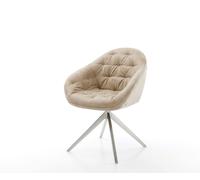 Chaise-pivotante Gaio-Flex microvelours beige vintage pied croisé large acier inoxydable brossé pivotement sur 360° fonction bascule