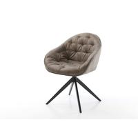 Chaise-pivotante Gaio-Flex microvelours taupe vintage pied croisé large noir pivotement sur 360° fonction bascule