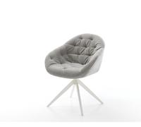 Chaise-pivotante Gaio-Flex tissu structuré doux gris pied croisé large blanc pivotement sur 360° fonction bascule