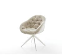 Chaise-pivotante Gaio-Flex tissu tissé doux beige pied croisé large blanc pivotement sur 360° fonction bascule