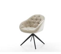 Chaise-pivotante Gaio-Flex tissu tissé doux beige pied croisé large noir pivotement sur 360° fonction bascule