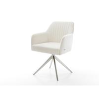 Chaise-pivotante Greg-Flex bouclé doux beige pied croisé large acier inoxydable pivotement sur 360° fonction bascule resorts ensachés