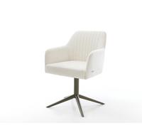 Chaise-pivotante Greg-Flex bouclé doux beige pied de chaise 4 branches aspect titane pivotement sur 360° fonction bascule resorts ensachés