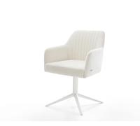Chaise-pivotante Greg-Flex bouclé doux beige pied de chaise 4 branches blanc pivotement sur 360° fonction bascule resorts ensachés