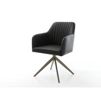Chaise-pivotante Greg-Flex cuir de vache noir pied croisé large aspect titane pivotement sur 360° fonction bascule ressorts ensachés
