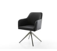 Chaise-pivotante Greg-Flex cuir de vache noir pied croisé large grafiete pivotement sur 360° fonction bascule ressorts ensachés