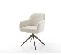 Chaise-pivotante Greg-Flex peluche crème-blanc pied croisé large aspect titane pivotement sur 360° fonction bascule resorts ensachés