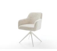 Chaise-pivotante Greg-Flex peluche crème-blanc pied croisé large blanc pivotement sur 360° fonction bascule resorts ensachés