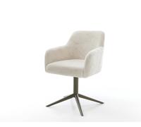 Chaise-pivotante Greg-Flex peluche crème-blanc pied de chaise 4 branches aspect titane pivotement sur 360° fonction bascule resorts ensachés