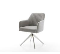 Chaise-pivotante Greg-Flex tissu structuré doux gris pied croisé large acier inoxydable pivotement sur 360° fonction bascule resorts ensachés