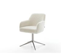 Chaise-pivotante Greg-Flex tissu teddy beige pied de chaise 4 branches acier inoxydable pivotement sur 360° fonction bascule resorts ensachés