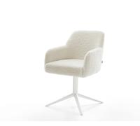 Chaise-pivotante Greg-Flex tissu teddy beige pied de chaise 4 branches blanc pivotement sur 360° fonction bascule resorts ensachés