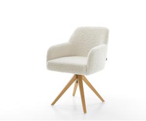 Chaise-pivotante Greg-Flex tissu teddy beige pied en bois angulaire naturel pivotement sur 180° ressorts ensachés