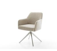 Chaise-pivotante Greg-Flex tissu tissé doux beige pied croisé large acier inoxydable pivotement sur 360° fonction bascule resorts ensachés