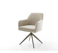 Chaise-pivotante Greg-Flex tissu tissé doux beige pied croisé large aspect titane pivotement sur 360° fonction bascule resorts ensachés