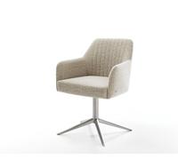 Chaise-pivotante Greg-Flex tissu tissé doux beige pied de chaise 4 branches acier inoxydable pivotement sur 360° fonction bascule resorts ensachés