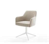 Chaise-pivotante Greg-Flex tissu tissé doux beige pied de chaise 4 branches blanc pivotement sur 360° fonction bascule resorts ensachés