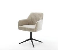 Chaise-pivotante Greg-Flex tissu tissé doux beige pied de chaise 4 branches noir pivotement sur 360° fonction bascule resorts ensachés
