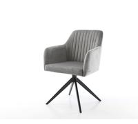 Chaise-pivotante Greg-Flex velours gris pied croisé large noir pivotement sur 360° fonction bascule