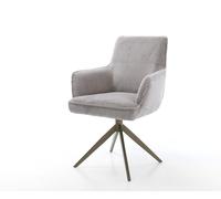 Chaise-pivotante Heira-Flex côtelé gris argenté pied croisé large aspect titane pivotement sur 360° fonction bascule ressorts ensachés