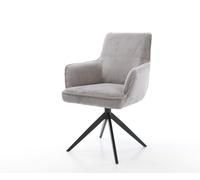 Chaise-pivotante Heira-Flex côtelé gris argenté pied croisé large noir pivotement sur 360° fonction bascule ressorts ensachés