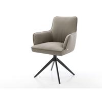 Chaise-pivotante Heira-Flex cuir de vache couleur boue pied croisé large noir pivotement sur 360° fonction bascule ressorts ensachés
