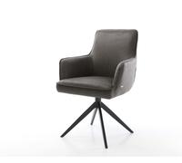Chaise-pivotante Heira-Flex microvelours anthracite vintage pied croisé large noir pivotement sur 360° fonction bascule ressorts ensachés