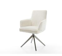 Chaise-pivotante Heira-Flex mit Armlehnen bouclé blanc pied croisé large grafiete pivotement sur 360° fonction bascule ressorts ensachés