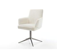 Chaise-pivotante Heira-Flex mit Armlehnen bouclé blanc pied de chaise 4 branches grafiete pivotement sur 360° fonction bascule ressorts ensachés