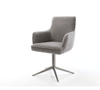 Chaise-pivotante Heira-Flex mit Armlehnen bouclé gris argenté pied de chaise 4 branches grafiete pivotement sur 360° fonction bascule ressorts ensachés