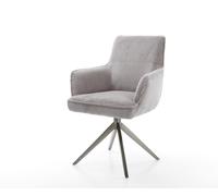 Chaise-pivotante Heira-Flex mit Armlehnen côtelé gris argenté pied croisé large grafiete pivotement sur 360° fonction bascule ressorts ensachés