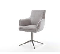 Chaise-pivotante Heira-Flex mit Armlehnen côtelé gris argenté pied de chaise 4 branches grafiete pivotement sur 360° fonction bascule ressorts ensachés