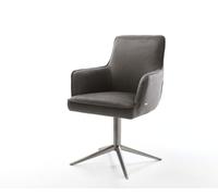 Chaise-pivotante Heira-Flex mit Armlehnen microvelours anthracite vintage pied de chaise 4 branches grafiete pivotement sur 360° fonction bascule ressorts ensachés