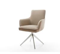 Chaise-pivotante Heira-Flex tissu mixte boue pied croisé large acier inoxydable brossé pivotement sur 360° fonction bascule ressorts ensachés