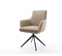 DeLife Chaise-de-Salle-à-Manger Heira-Flex Pied croisé Large Noir Tissu Mixte Boue pivotement sur 360° Fonction Bascule Ressorts ensachés