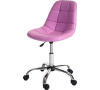Chaise pivotante HWC-A60, chaise de bureau tabouret de travail, siège baquet similicuir ~ rose
