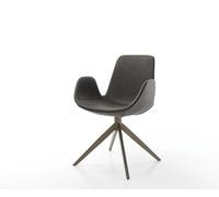 Chaise-pivotante Ilia-Flex avec accoudoirs microvelours anthracite vintage pied croisé large aspect titane pivotement sur 360°