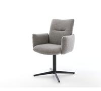 Chaise-pivotante Jova-Flex avec accoudoirs bouclé gris argenté pied de chaise 4 branches noir pivotement sur 360° ressorts ensachés