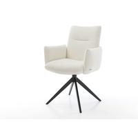 Chaise-pivotante Jova-Flex bouclé blanc pied croisé large noir pivotement sur 360° fonction bascule ressorts ensachés