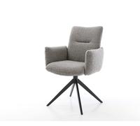 Chaise-pivotante Jova-Flex bouclé gris argenté pied croisé large noir pivotement sur 360° fonction bascule ressorts ensachés