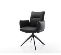 Chaise-pivotante Jova-Flex cuir de vache noir pied croisé large noir pivotement sur 360° fonction bascule ressorts ensachés