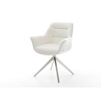 Chaise-pivotante Kaira-Flex bouclé doux beige pied croisé large acier inoxydable pivotement sur 360° fonction bascule